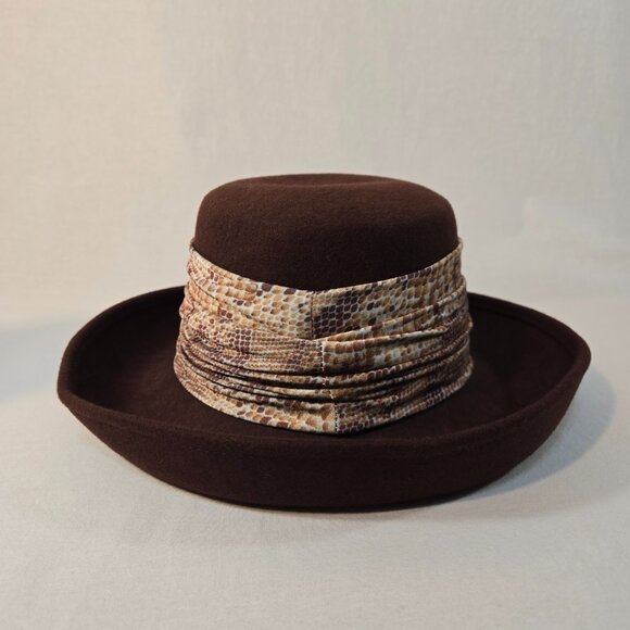USA Vintage WPL 4384 Festival Artsy Rodeo Brown 100% Wool Rolled Brim Unisex HAT - Picture 10 of 17